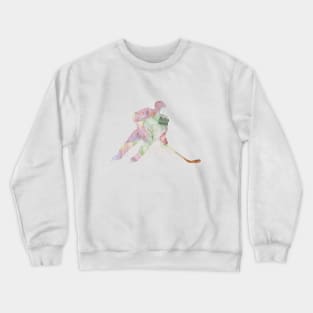 Girl Ice Hockey Player Watercolor Sport Decor Gift Crewneck Sweatshirt